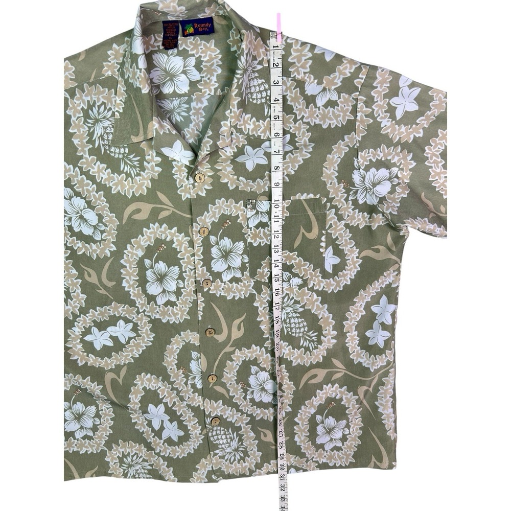 Roundy Bay Pineapple & Floral Print Short Sleeve Hawaiian Shirt Men's Size XL - Picture 3 of 5